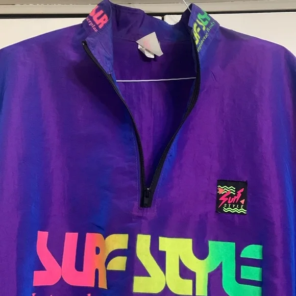 80’s SURF STYLE!  Interplanetary Body Gear. Pullover windbreaker 1/4 zip jacket. - Picture 5 of 15